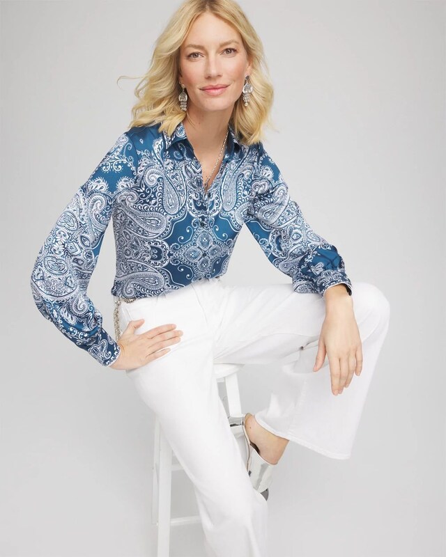 Faux Silk Collared Shirt - image 2